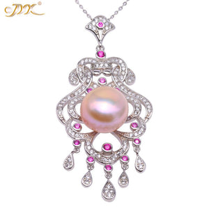 Elegant Sterling  Pearl Pendant Necklace